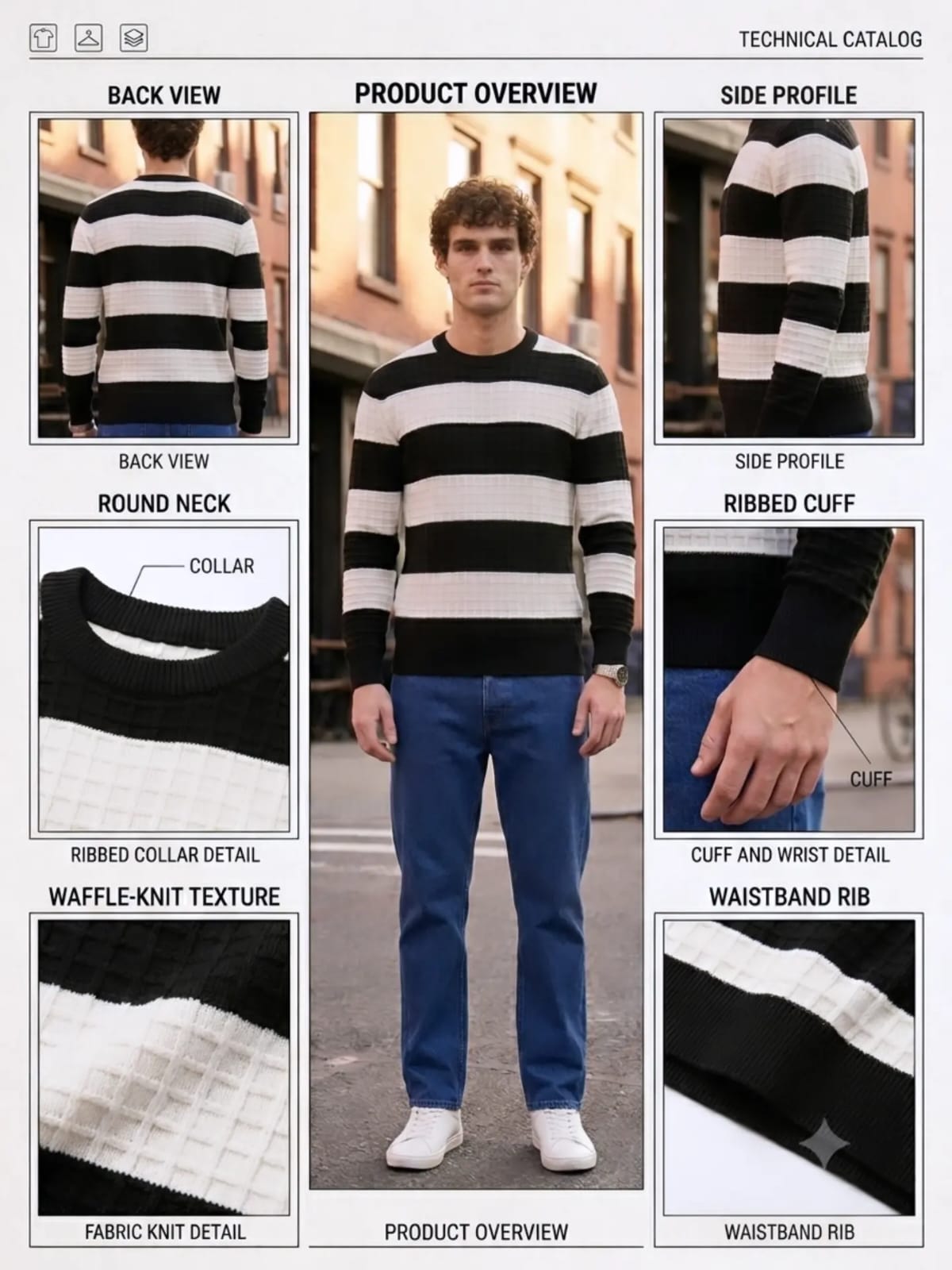 Men's Premium Bold Stripe Crew Neck Sweater