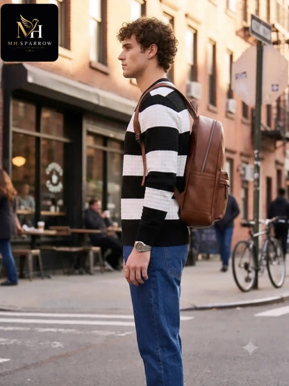 Men's Premium Bold Stripe Crew Neck Sweater
