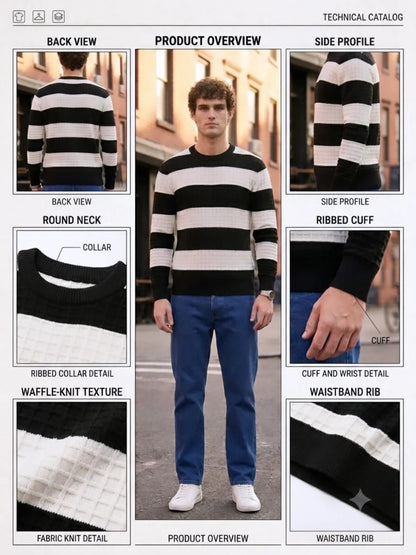 Men's Premium Bold Stripe Crew Neck Sweater